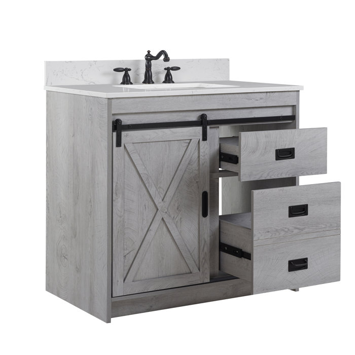 Sand & Stable Jillian 36'' Single Bathroom Vanity with Engineered Stone